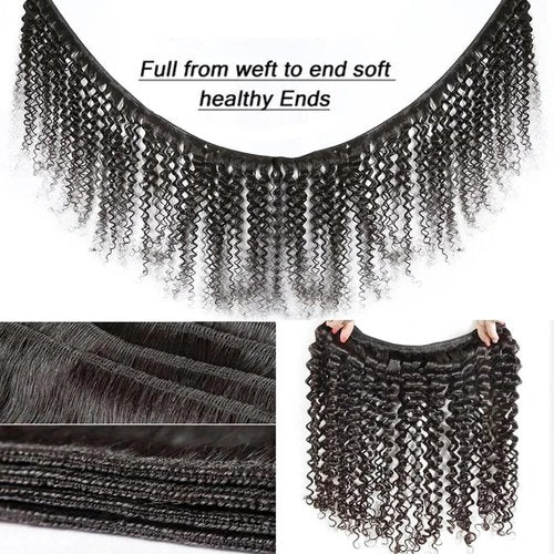 Water Wave Bundles with Closure (14 16 18+12，Free Part) 100% Unprocessed Brazilian Virgin Hair Weave Bundles with Lace Closure Curly Virgin Human Hair Weft Natural Color for Black Women