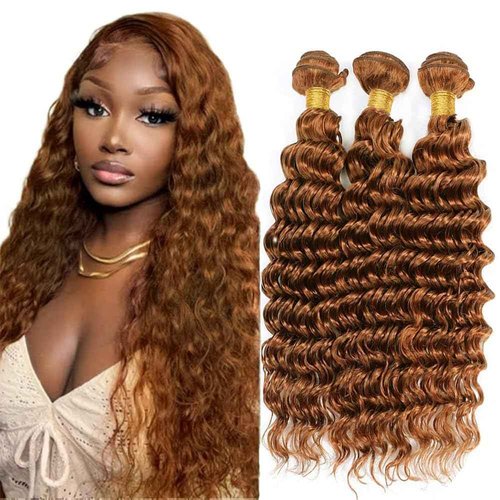 Condescension Human Hair Bundles 26 28 30 Inch Blonde Light Brown Deep Wave Bundles Human Hair Unprocessed Brazilian Virgin Quick Weave Hair for Black Women