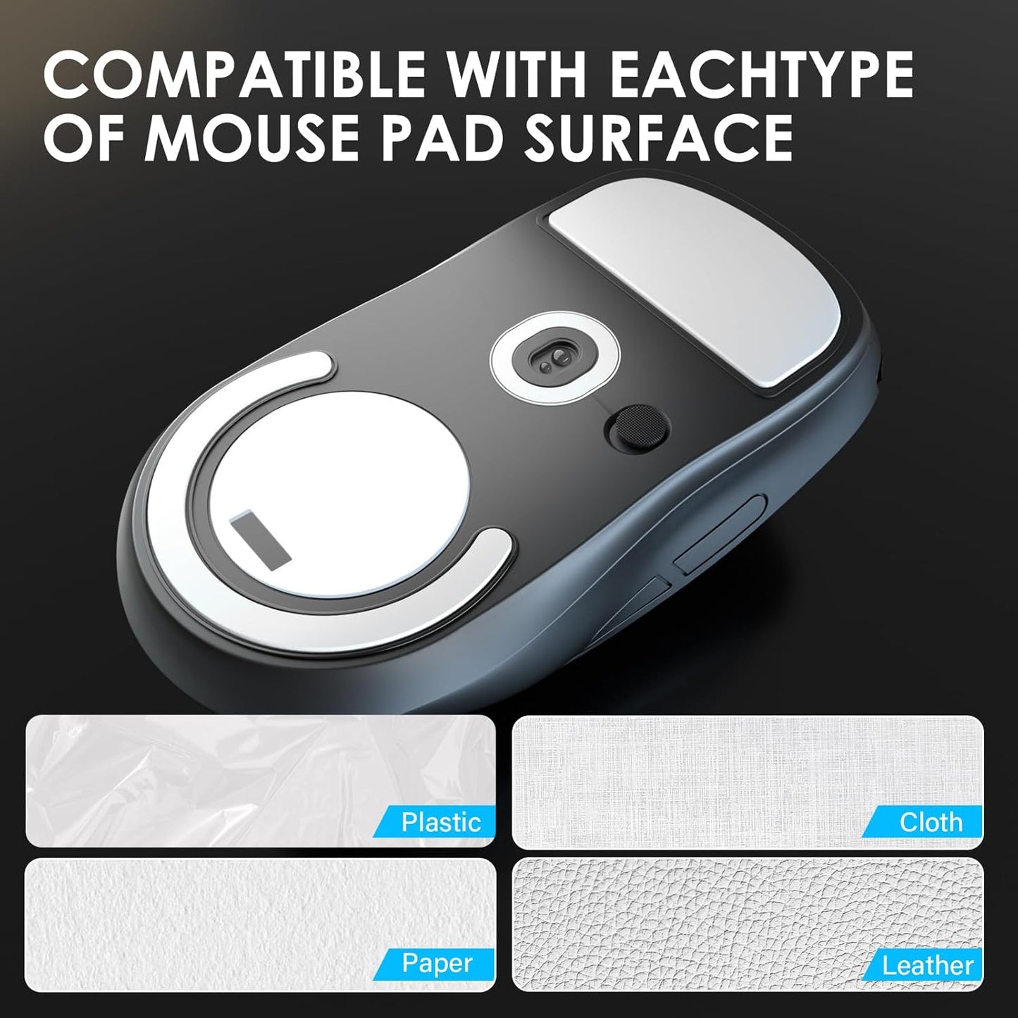 2 Pack Mouse Feet Sliding Stickers, Wear-Resistant Smooth Mice Glass Skates Pad (Glide Mice Skates, White PTFE) (6&7mm Universal Mouse Feet)
