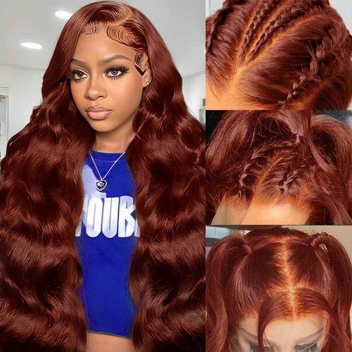 Uveous 28 Inch Reddish Brown Lace Front Wigs Human Hair 13x6 Body Wave Lace Front Wig 180% Density #33 Glueless Wigs Human Hair with Baby Hair Pre Plucked