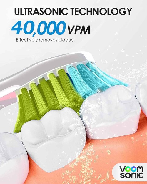 Voom Sonic Pro 7 Electric Toothbrush for Adults, Sonicare Electric Toothbrush with 40000 VPM w/ 5 Deep Clean Modes, Rechargeable Toothbrushes Fast Charge 4 Hours Last 8-Weeks