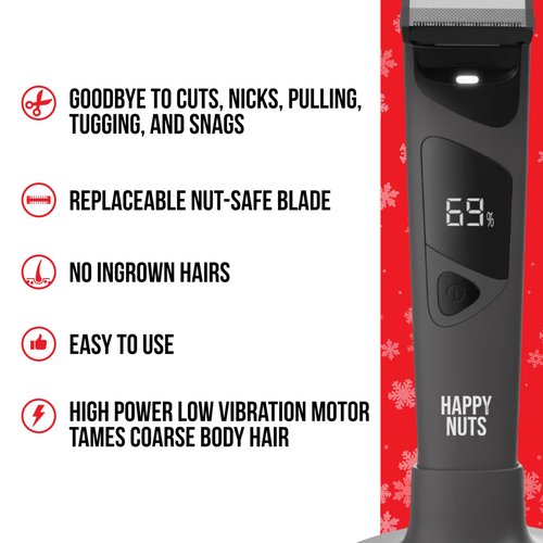 HAPPY NUTS The Ballber Pro Electric Groin & Body Hair Trimmer for Men - Mens Body Groomer Kit for Privates - Waterproof Shaver for Hard to Reach Areas