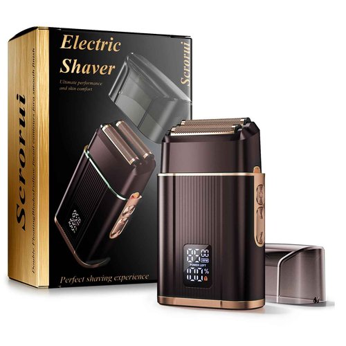 Foil Shavers for Men, High Speed Double Floating Blades Electric Razor, IPX6 Waterproof Dry/Wet, 2 Adjustable Speed Electric Shaver with LED Display, USB-C Dark Black & Gold