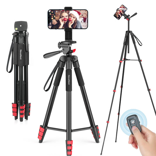 65" Phone Tripod Stand, Tripod for iPhone & Camera with Wireless Remote & Cellphone Holder for Video Recording/Selfies/Live Stream/Vlogging (Included Carry Bag)