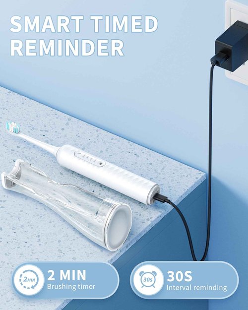 Duolosy Electric Toothbrush with Water Flosser, 4 in 1 Cordless Toothbrush and Water Flosser Combo for Multiple Users and Needs, Flossing Toothbrush Portable for Travel and Home, White