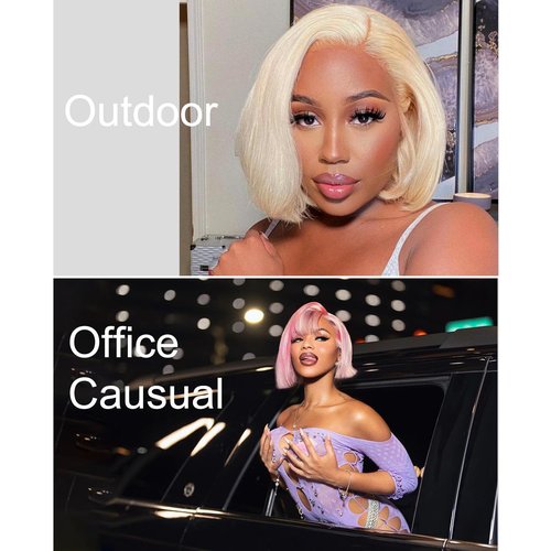 Megalady Beauty Arabella 613 Bob Wig Human Hair 13X4 Ready to Go Glueless Wig 180% Density Straight 613 Bob Wigs Human Hair Pre Plucked with Baby Hair(10 Inch, 13x4 Glueless Bob Wig)