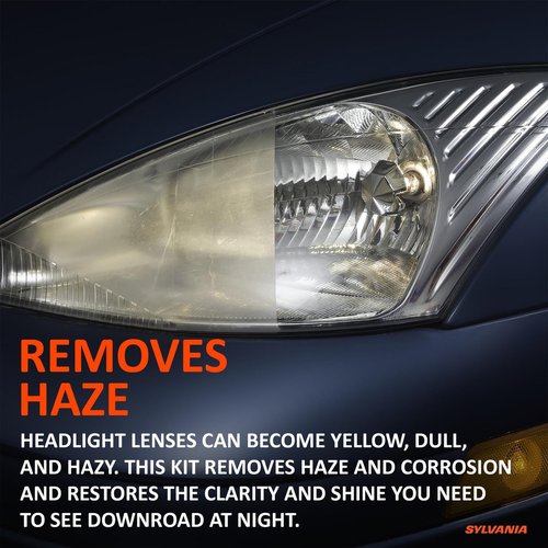 Sylvania Headlight Restoration Kit - Long-Lasting Headlight Repair Kit for Restoring to Like-New Condition - Surface Activator, Exclusive UV Coating, Clarifying Compound & More - No Tools Required