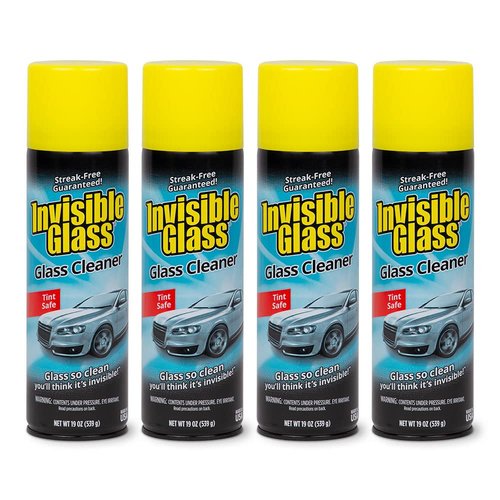 Invisible Glass 91164-4PKPremium Aerosol Glass and Window Cleaner for Auto and Home Cleans Glass, Windows, Windshields, and More, Streak-Free, Ammonia-Free, Tint-Safe, 19 oz (Pack of 4)