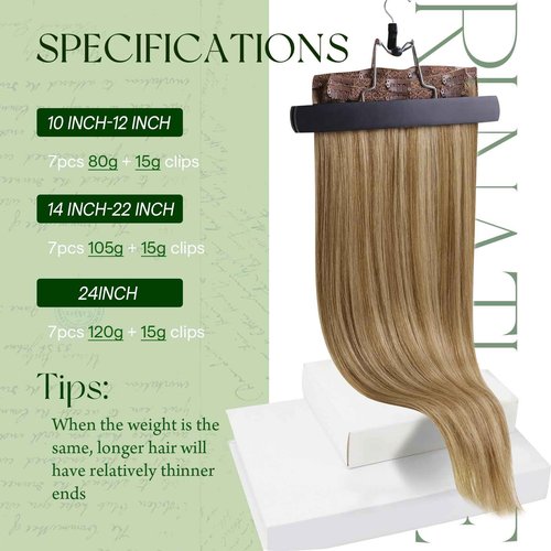 RUNATURE Clip in Extensions Human Hair 10"-24" Straight Short/Long Smooth Hair 100g 9pcs Full Head Clip in Human Hair Weave Extensions for Women Girls Ladies 16" #10/16