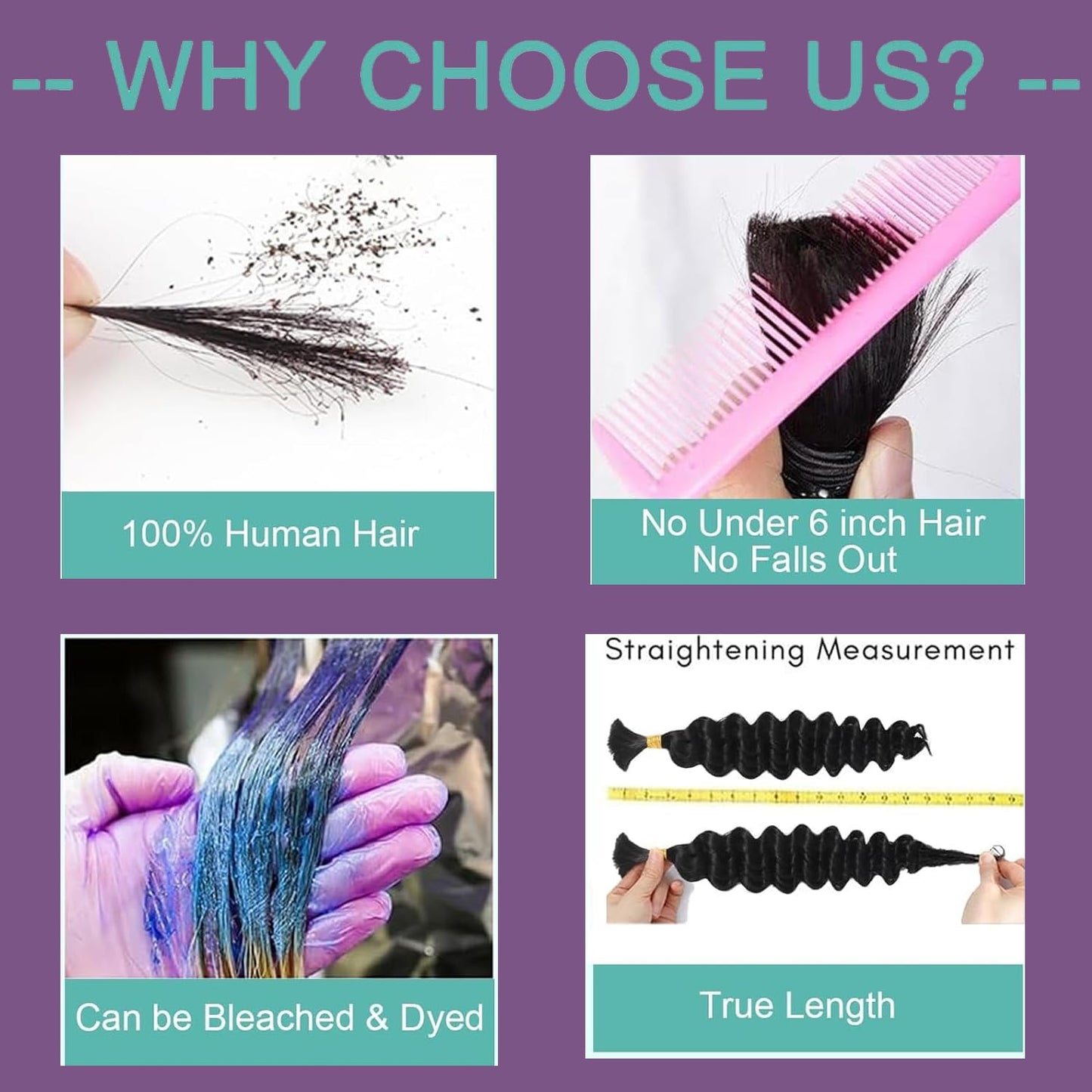 Human Braiding Hair, Boho Braids Human Hair 2 Bundles 100g 24 Inch Water Wave Bulk Human Hair for Braiding No Weft 12A Brazilian Virgin Curly Human Hair Extensions for Wet and Wavy Braiding Hair