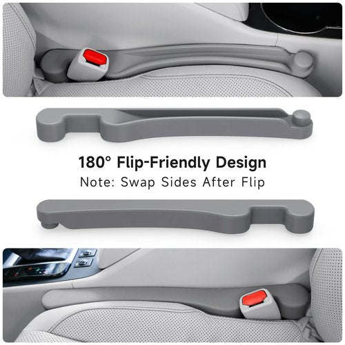Car Seat Gap Filler Set of 2, Soft Foam Multifunctional Seat Side Gap Filler with Organizer & Hook Function, 3in1 Gap Stopper Universal Fit Car SUV Truck Fill The Gap Between Seat & Console(Gray)