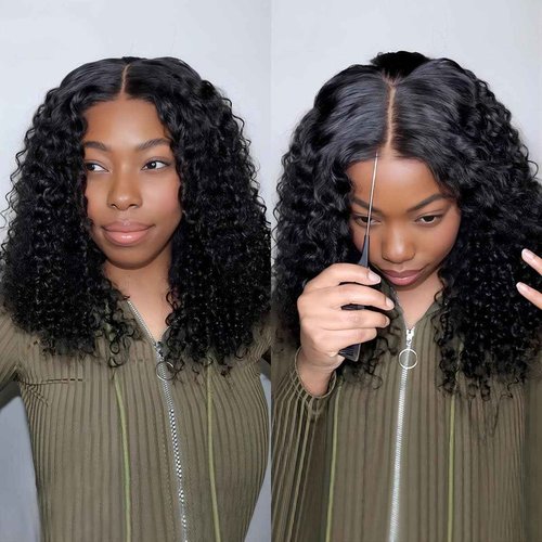 ISEE Wear and Go Glueless Wigs Human Hair Pre Plucked Deep Wave Bob Wig Human Hair Lace Front Wigs for Women Upgraded No Glue Pre Cut 6x4 Lace Closure Glueless Wigs for Black Women Human Hair 16 Inch