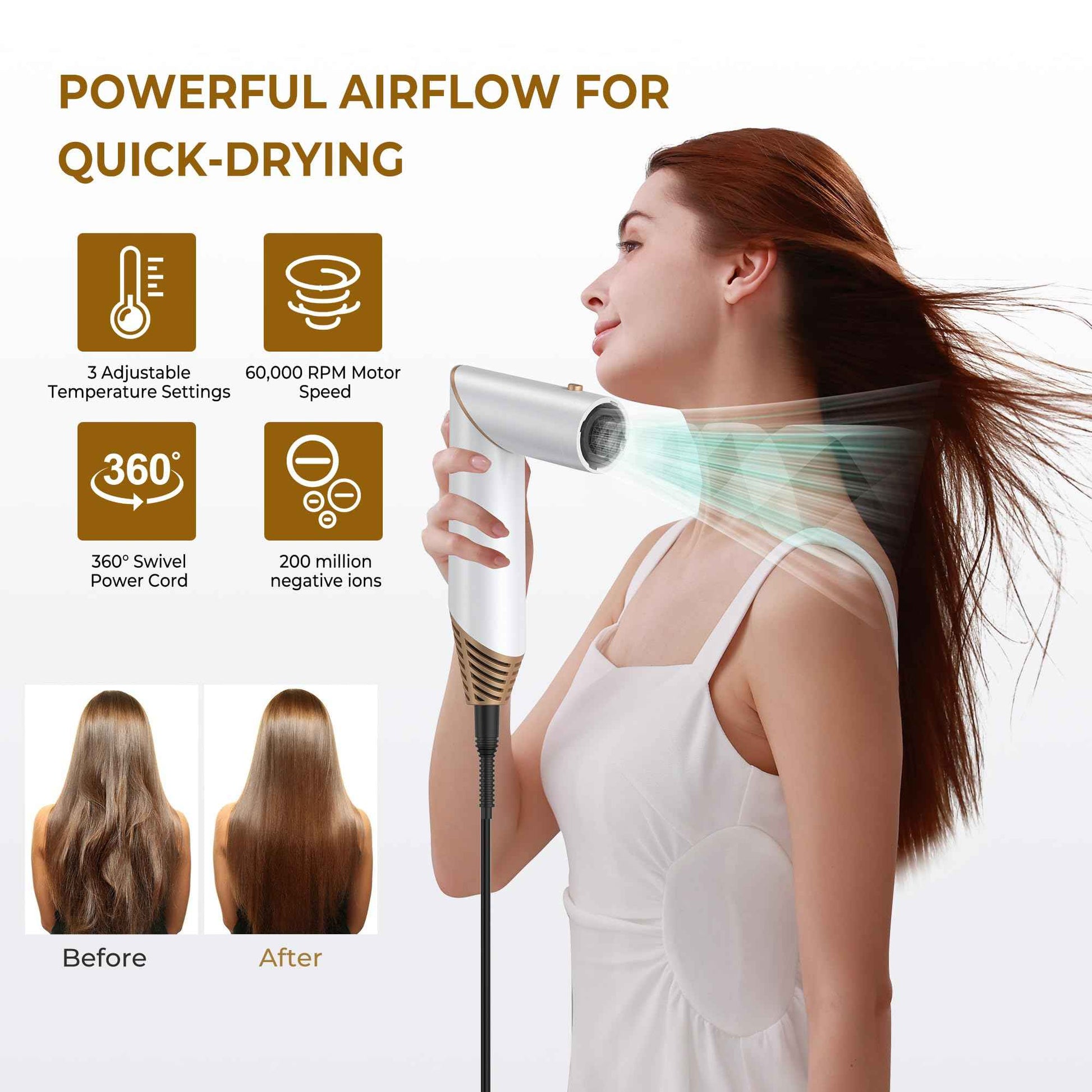 5 in 1 Blow Dryer Brush,Hair Dryer Brush with Detachable Air Styler,Negative Ionic Magic Hair Styler,Hot Air Brush for Women Volumizer,Straightener,Drying