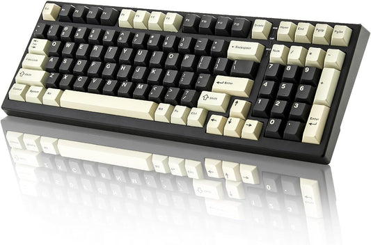 YUNZII YZ98 Gasket Mechanical Keyboard,99 Key Hot Swappable BT5.0/2.4G/USB-C Wireless NKRO 98% 1800 Layout with RGB LED Backlit for Linux/Win/Mac(White, Cocoa Cream V2 Switch)