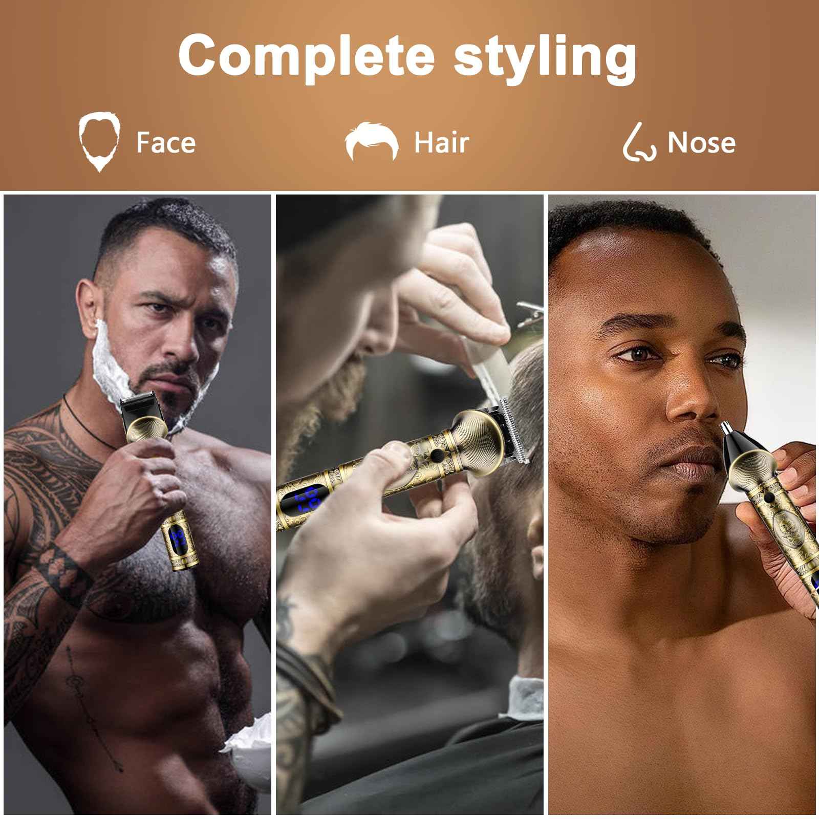 GSKY Professional Hair Clippers, Beard Trimmer for Men Electric Razor, Clippers and Trimmers Set Shavers for Men, Barber Clippers Hair Cutting Kit