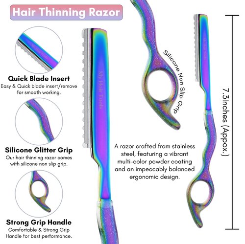 My Hair Tools Professional Hair Extension Tools Kit Includes Micro Link Beads Remover & Crimp Pliers Set, Hair Cutting & Styling Scissors Set, Hair Parting Tool, Hair Extensions Loop Tool (Rainbow)