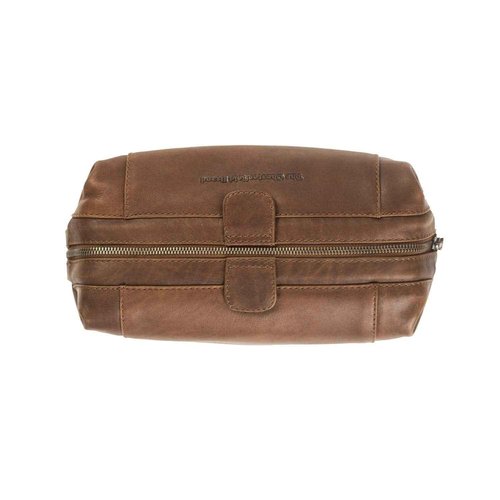 Chesterfield Brand Toiletry bag for travel necessaire | Travel shave bag Vince made of leather | Cognac genuine leather bag for travel necessaire