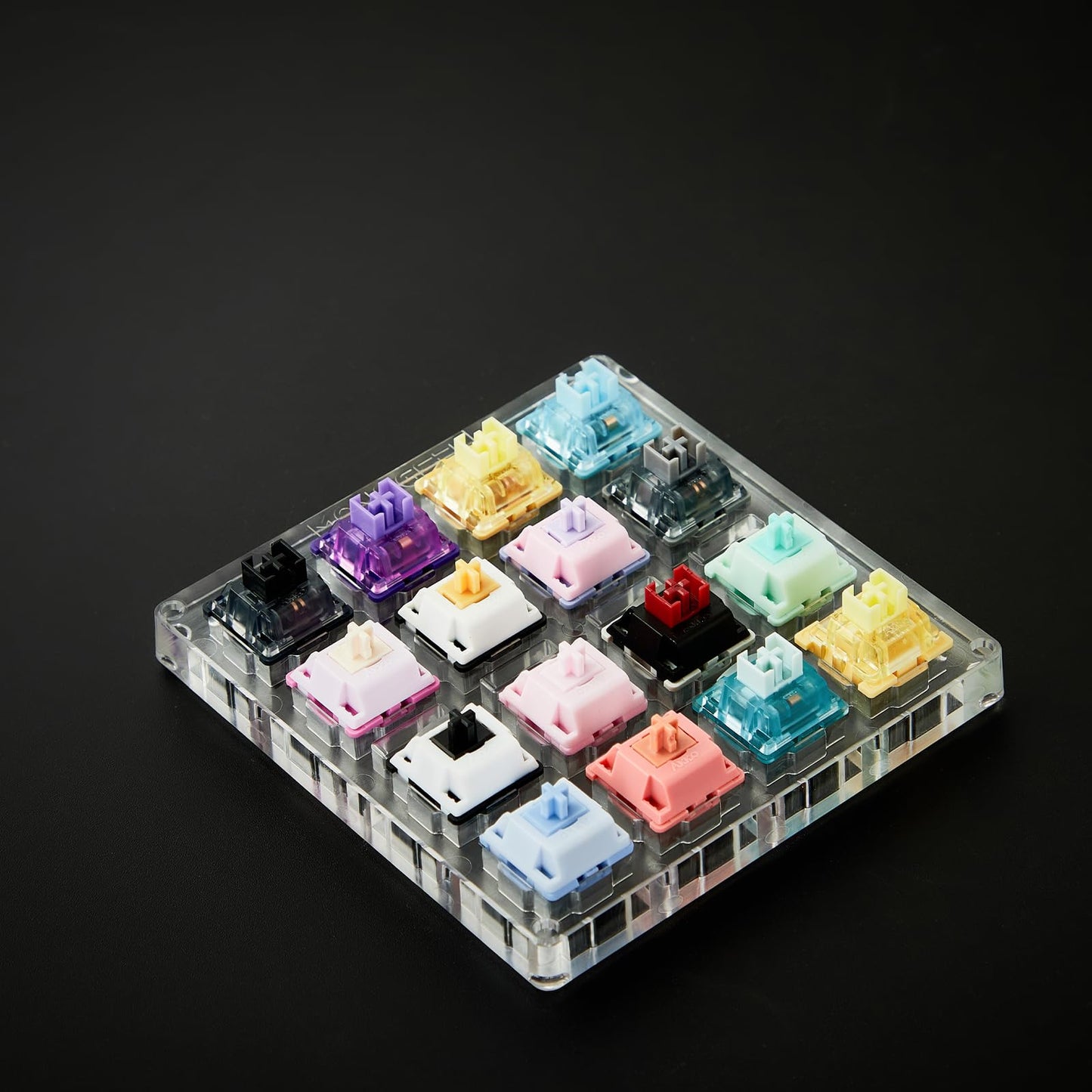 Akko 16-Key Switch Tester Mechanical Keyboards Acrylic Testing Tool Mechanical Keyboard Switches with Dust-Proof Cover