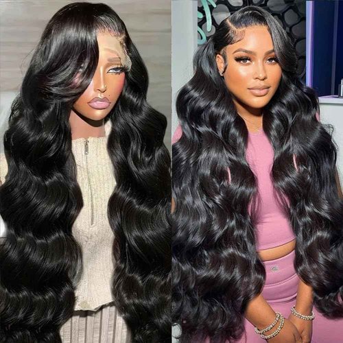 JIELIFA 28 Inch 13x6 Body Wave Lace Front Wigs Human Hair Pre Plucked Glueless Wigs Human Hair 180% Density Body Wave 13x6 HD Transparent Frontal Wigs Lace Front Wigs for Women