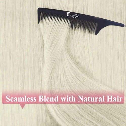 YoungSee Platinum Blonde Tape in Extensions Human Hair 24 Inch Invisible Tape in Hair Extensions Human Hair Platinum Blonde Tapes on Hair Extension Remy Hair for Long Hair 20pcs 50g