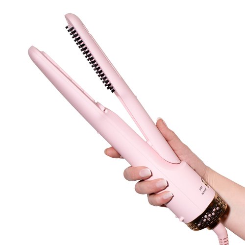FoxyBae Wet-to-Slay 2-in-1 Hot Air Styler - Ceramic Dryer & Straightener - Fast Styling - Boar Hair Bristles - Ionic & Tourmaline Tech - Anti-Frizz & Less Heat Damage - 98°F - 257°F Temp (Blush)