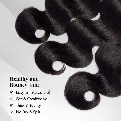 Body Wave Bundles Human Hair 14A Unprocessed Raw Remy Brazilian Virgin Hair Extensions Sew in Quick Weave Natural Black 3 Bundles 16 18 20 inch 1b