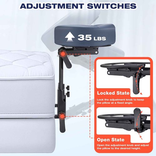 Massage Head Rest for Bed at Home, Bed Massages Head Holder Massages Attachment for Mattress, Universal Home Use Sleeping MattressTop Massage Kit, Adjustable Headrest Face Cradle Memory Foam Pillow
