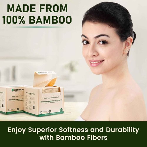 MOTHER EARTH Bamboo Face Towels XL - Hypoallergenic and Disposable Face Wipes | Dry Makeup Removers | Made from Bamboo Viscose | Extra Soft for Sensitive Skin | 200 Towels