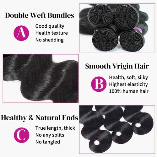 MDL 12A Bundles Human Hair 16 16 18 18 Inch 4 Bundles Human Hair Brazilian Virgin Hair Extensions Double Weft Natural Black