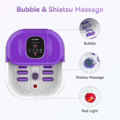 CuPiLo Foot Spa Bath Massager with Heat, Collapsible Foot Massager Spa Soaking Tub with Bubble, Pedicure Foot Spa for Relaxation, Gifts(Purple)