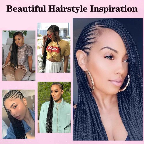 Kalyss 13X8 Lemonade Cornrow Braided Wigs for Women Lace Front Braided Wigs Premium Synthetic Long Braided Wig with Baby Hair Side Parting Braided Wig 36"