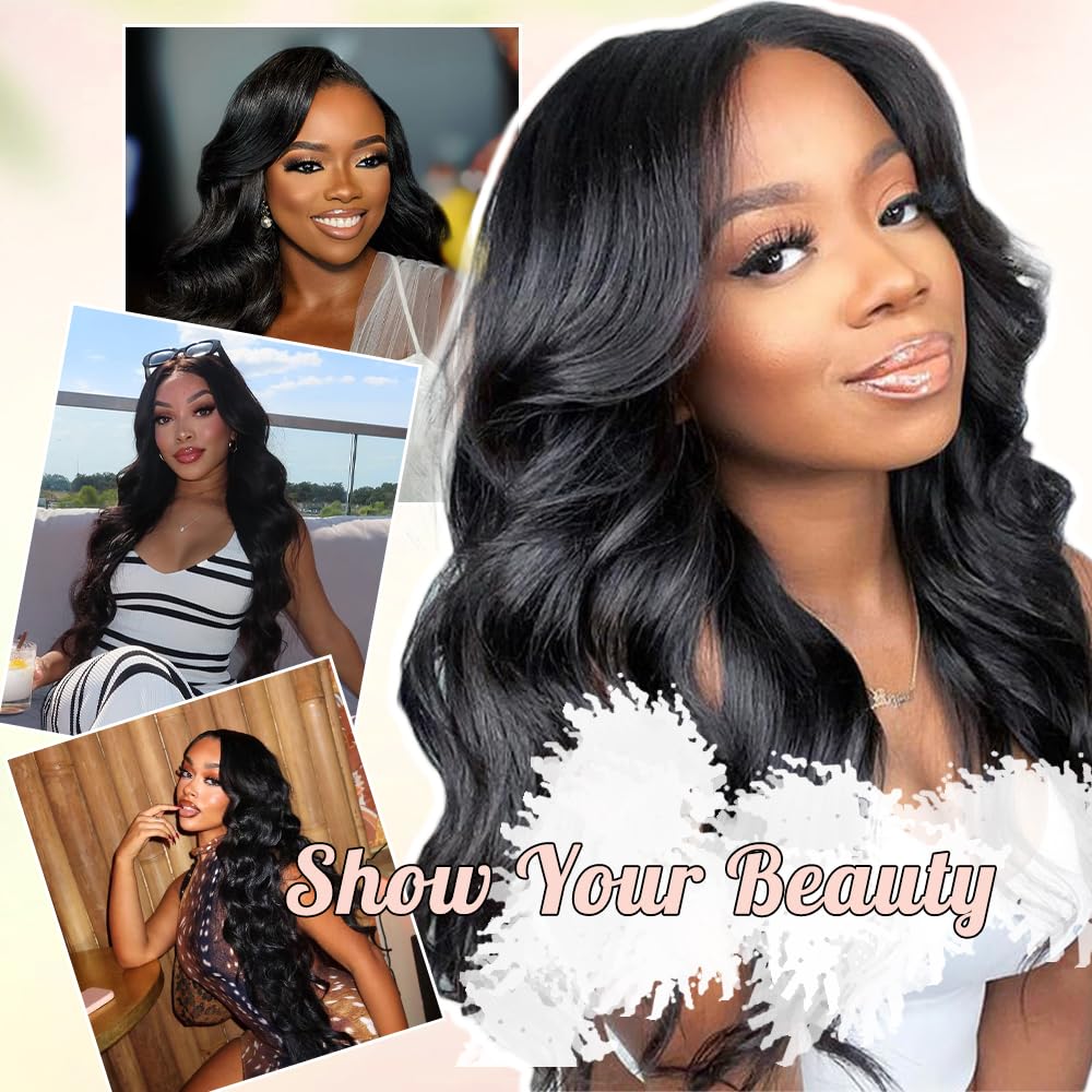 PRUWIGS 360 Lace Front Wigs Human Hair Body Wave 200% Density 20 Inch Upgraded Hidden Straps 360 HD Full Lace Wigs Human Hair With Drawstring Pre Plucked With Baby Hair for Women Natural Black