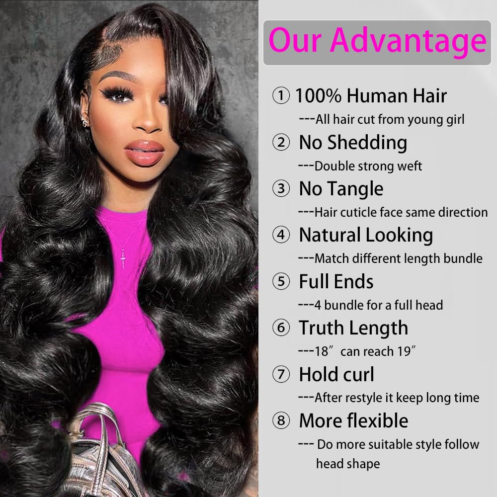 12A Body Wave Bundles Human Hair 16 18 20 22 Natural Black Color 100% Brazilian Human Hair Bundles For Women