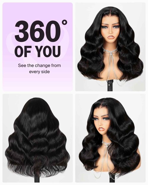 Megalook hair Glueless Wigs Human Hair Pre Plucked Pre Cut 6x6 HD Lace Closure Body Wave Lace Front Wigs Human Hair Pre Bleached Ready to Go Glueless Body Wave Wig 20Inch