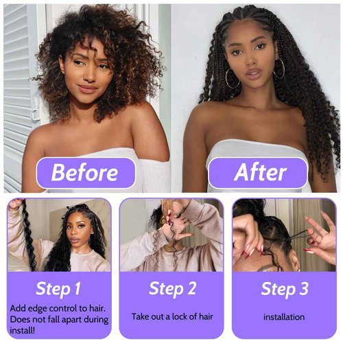 Human Braiding Hair for Boho Braids Human Hair 3 Bundles/Pack 110g 24 Inch Deep Wave Bulk Human Hair for Braiding Curly Knotless 12A Brazilian Virgin Ombre Balayage