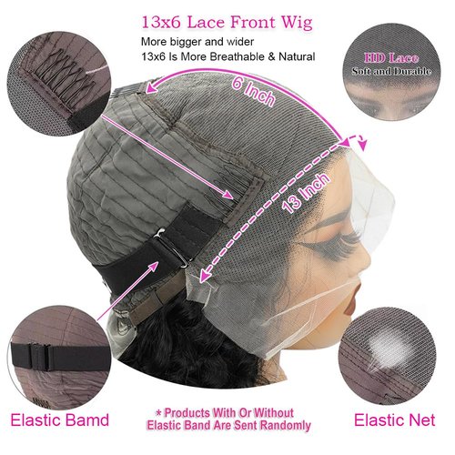 QVFWIG 18 Inch Deep Wave Lace Front Wigs Human Hair 13x6 HD Transparent Deep Curly Lace Frontal Wigs Human Hair Glueless Wig pre Plucked 200% Density Natural Color