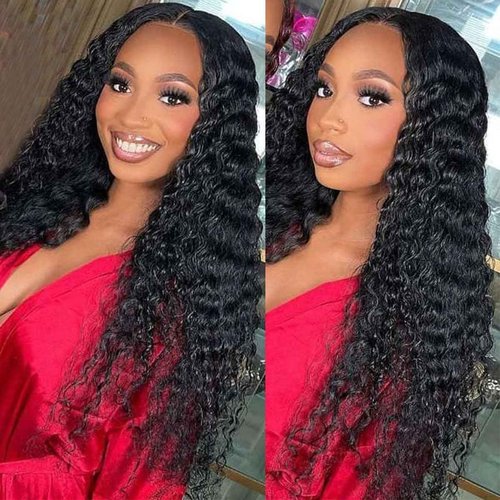 Deep Wave Lace Front Wigs Human Hair 220% Density 20 Inches HD Deep Wave Wig Human Hair Lace Front Wigs Deep Curly Human Hair Wig For Women 13x4 Deep Wave Frontal Wig Pre Plucked