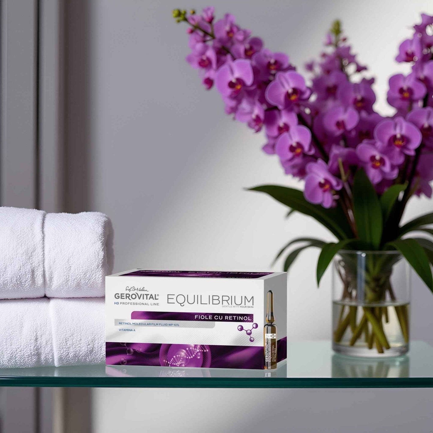 GEROVITAL EQUILIBRIUM Face Serum with Retinol, Moisturizer Face Serum, Improves Skin Elasticity, Professional Line for Beauty Salons, 20 Vials