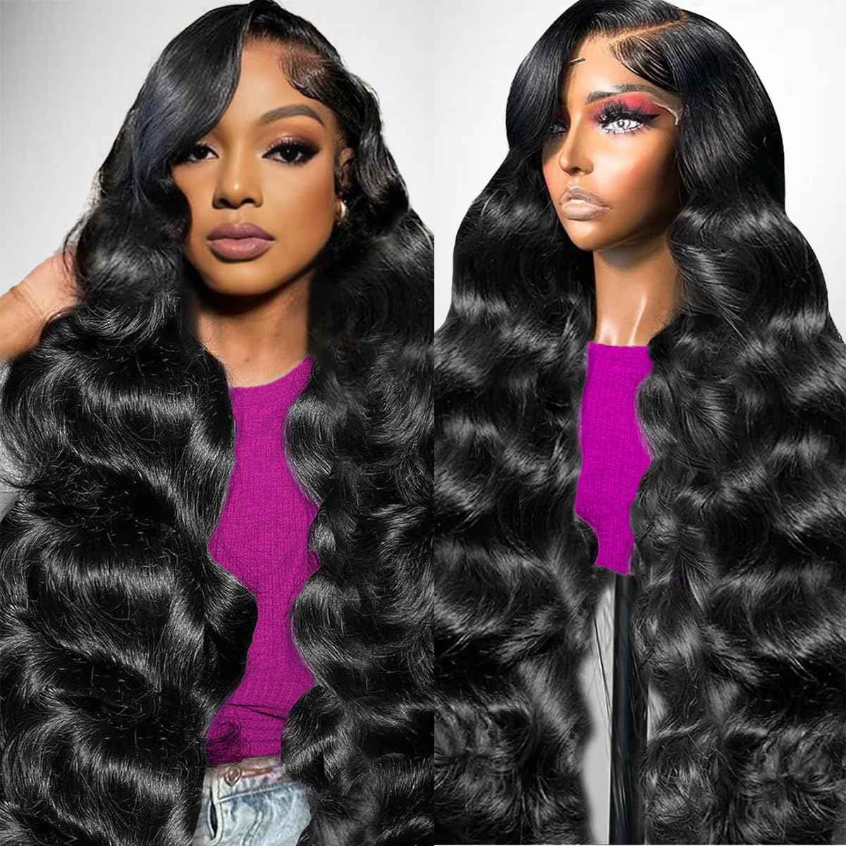 Ghios 13x6 Lace Front Wigs Human Hair Body Wave 26 Inch HD Lace Frontal Wigs Human Hair Body Wave Human Hair Wig for Women 210% Density Pre Plucked with Baby Hair Natural Black