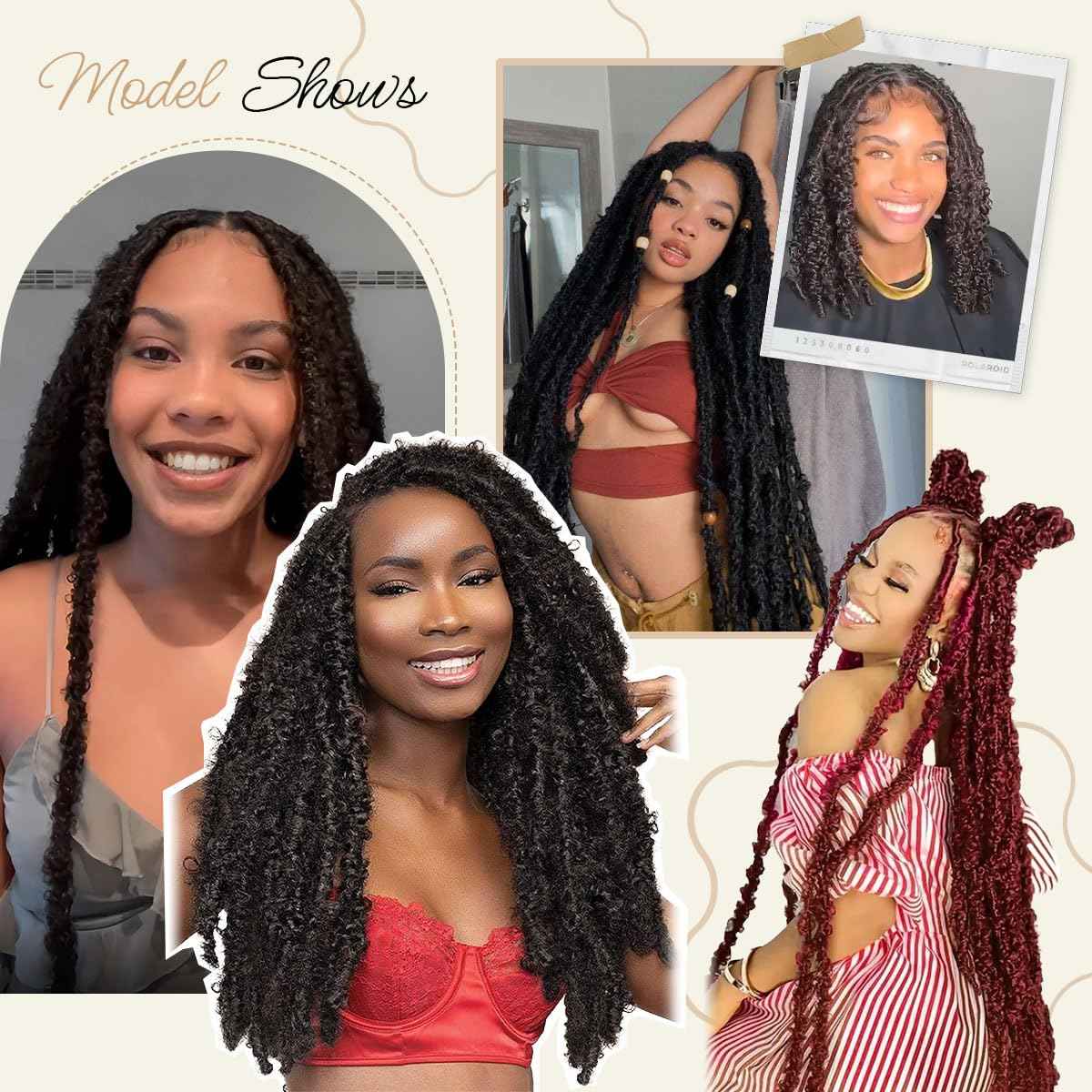 36 Inch Butterfly Locs Crochet Hair 8 Packs Long Maroon Red Butterfly Loc Thick Distressed Locs Crochet Hair Pre Looped Light Weight(36Inch - 8Pack, 350)