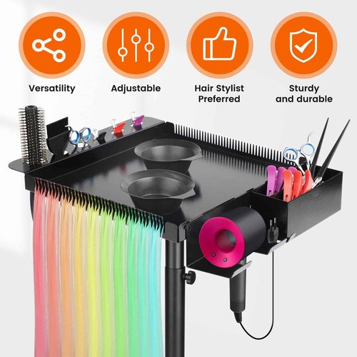 Chetunju Multi-Function Salon Tray, Salon Rolling Tray cart (with Wheels), Beauty & Hairdressing Tray for Hair Stylist,.Suitable for Tattoo parlors, Hair Salons, Personal Designers.