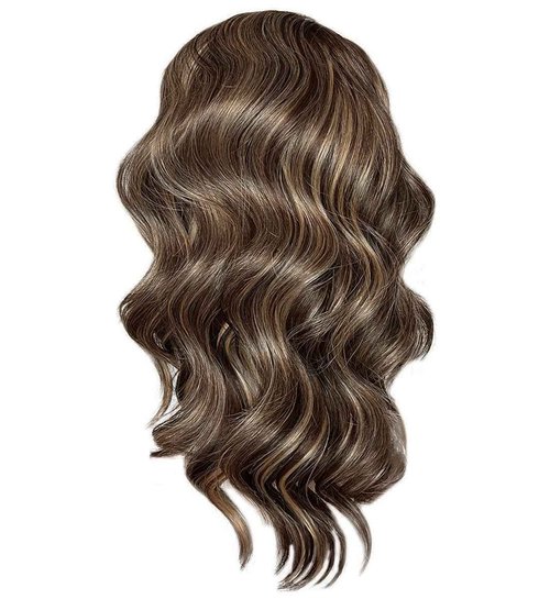 Kim Kimble 18" Wavy Waves Headband Wig, Long Layered Hair With Black Headband and Comb Clip, 3/4 Cap - Average Cap Size, MC9 14SS Caramel Latte
