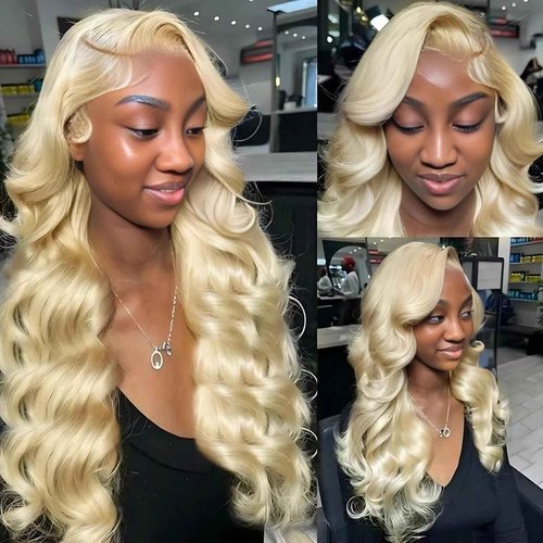 613 Blonde 28 Inch 13X6 HD Lace Front Wigs Human Hair Body Wave 613 Wig Loose Body Wave 13X6 Transparent Lace Frontal Wigs 100% Human Hair Pre Plucked with Baby Hair Daily Wear Wig for Woman