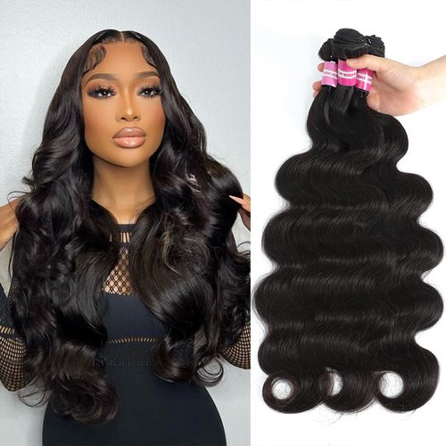 NROOEAY 12A Brazilian Body Wave Human Hair 3 Bundles 18 20 22 Inch 100% Unprocessed Brazilian Virgin Human Hair Weave Bundles Body Wave Hair Extensions Natural Color