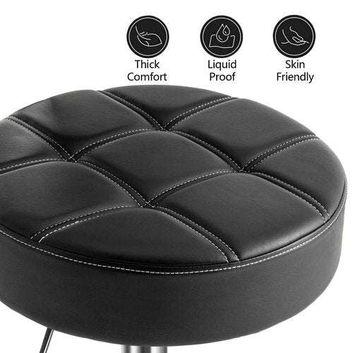 CoVibrant Lockable Rolling Stool with Noiseless Rubber Wheels & Footrest - Adjustable Swivel Stool Chair for Kitchen, Medical, Workshop, Salon, Tattoo, Office (Black, 20"-27")