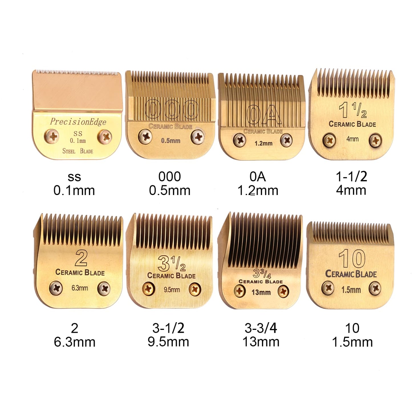Professional Detachable Replacement Blades Set,Cut Length,Compatible with Andis AGC,BDC,BGC,MBG Series/Oster Classic 76/Star-Teq/Power-Teq/A5 Clipper (0.1mm-13mm 5 PACK) GOLDEN