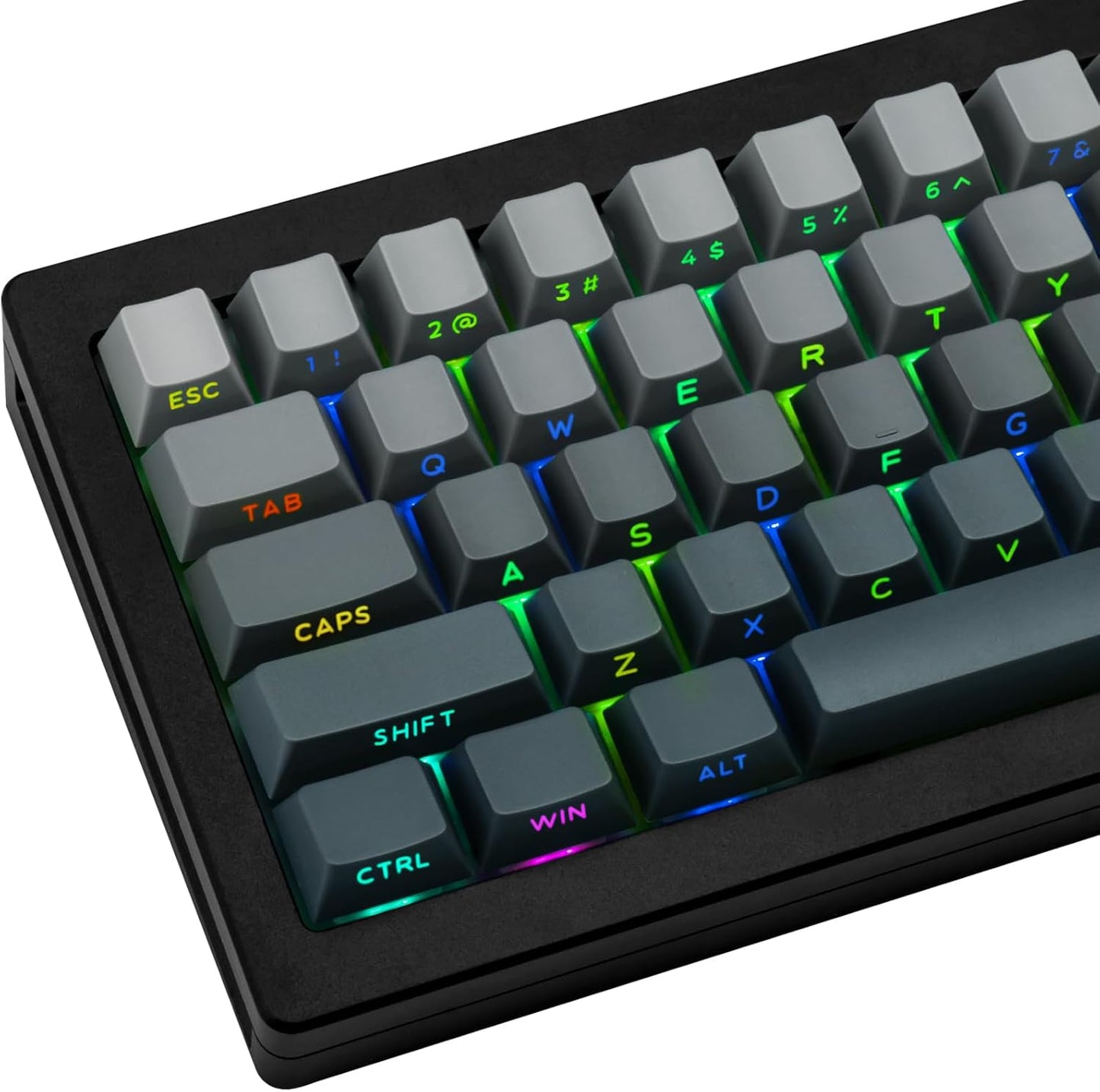 136 Keys Cherry Profile Shine Through PBT Keycaps Set, Pink Gradient Keycap Side Print, Double Shot PBT Key caps Cute, Backlit Custom White Keycaps for ANSI/ISO Layout Mechanical Keyboard