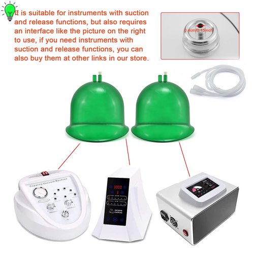 Elitzia Vacuum Cups for Butt Lifting 3000ML/101Fl.oz Vacuum Cupping Machine Accessories Extra-Large Buttocks 9.05inch bottom diameter 6.69inch height 1 Pair ETHX005 (Emerald)