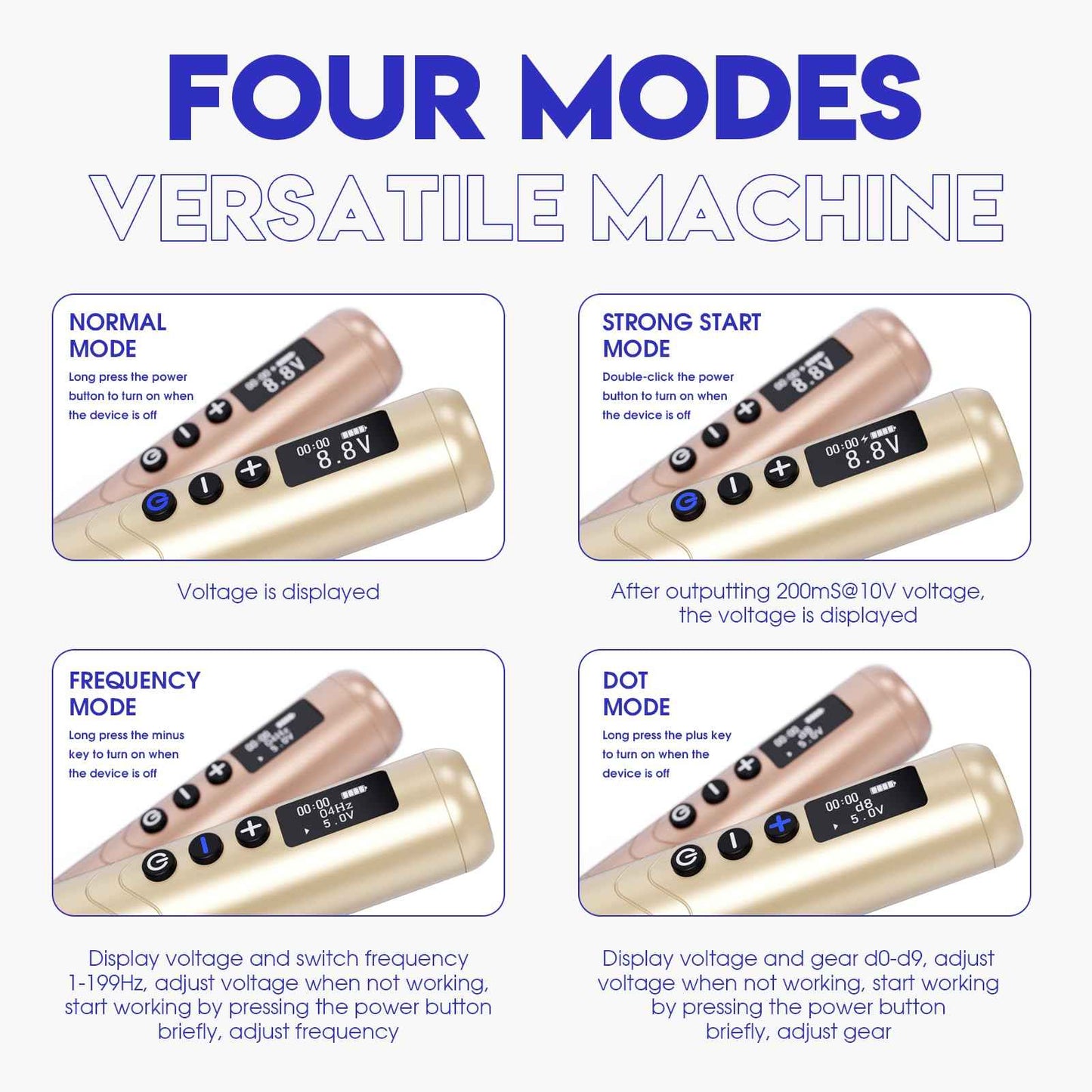 Mast Nano2 Tattoo Gun Cordless Tattoo Machine, 2 Batteries Power Supply, Super Light 66g, 1100mAh for 4 Hours (Champagne Gold)