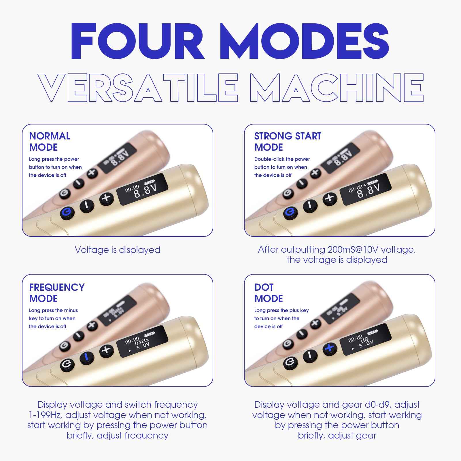 Mast Nano2 Tattoo Gun Cordless Tattoo Machine, 2 Batteries Power Supply, Super Light 66g, 1100mAh for 4 Hours (Champagne Gold)